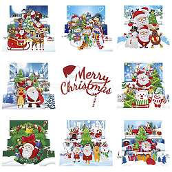 DIY Merry Christmas Rectangle Greeting Card Diamond Painting Kit, Including Resin Rhinestones Bag, Diamond Sticky Pen, Tray Plate and Glue Clay, Colorful, 150x300mm, 8Pcs/set(XMAS-PW0001-128B)