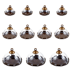 CHGCRAFT 12Sets 3 Style Glass Dome Cover, Decorative Display Case, Cloche Bell Jar Terrarium with Alloy Base, Antique Bronze, 9~14.5x15~24.7mm, 4sets/style(AJEW-CA0002-16)