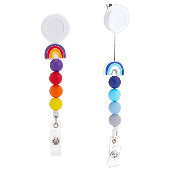 CHGCRAFT 2Pcs 2 Styles ABS Plastic Retractable Badge Reel, Card Holders, with Iron Alligator Clips & Silicone Findings, Mixed Color, 160mm, 1pc/style