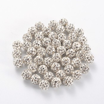 Polymer Clay Rhinestone Beads, Pave Disco Ball Beads, Grade A, Crystal, PP9(1.5.~1.6mm), 6mm, Hole: 1.2mm