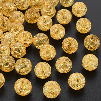 Transparent Crackle Acrylic Beads, Round, Orange, 12x11mm, Hole: 2mm, about 566pcs/500g.