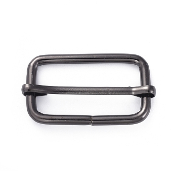 Iron Adjuster Slides Buckles, Roller Pin Buckles Slider Strap Adjuster, for DIY Belt Accessories, Rectangle, Gunmetal, 28x50x8mm, Hole: 21x40mm