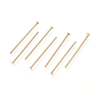 304 Stainless Steel Flat Head Pins, Golden, 22 Gauge, 18.5x0.6mm, 22 Gauge, Head: 1.4mm