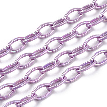 Acrylic Opaque Cable Chains, AB Color, Horse Eye, Medium Purple, 13x8x2mm, 18.5 inch~19.29 inch(47~49cm)/strand