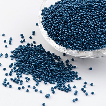 12/0 Grade A Baking Paint Glass Seed Spacer Beads, Steel Blue, 2x1.5mm, Hole: 0.7mm, about 2840pcs/50g