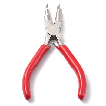 6-in-1 Bail Making Pliers, 45# Steel 6-Step Multi-Size Wire Looping Forming Pliers, for Loops and Jump Rings, Red, 14.5x9.7x1.35cm