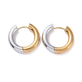 Two Tone 304 Stainless Steel Hinged Hoop Earrings for Women, Golden & Stainless Steel Color, 6 Gauge, 19x20.5x4mm, Pin: 1mm