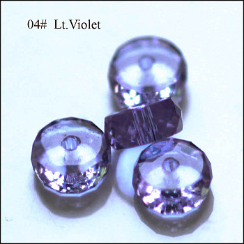 Imitation Austrian Crystal Beads, Grade AAA, Faceted, Flat Round, Lilac, 8x3.5mm, Hole: 0.9~1mm