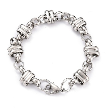 304 Stainless Steel Link Chain Bracelets, with Lobster Claw Clasps, Stainless Steel Color, 7-7/8 inch(20cm)