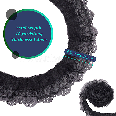 10 Yards 3-Layer Pleated Chiffon Flower Lace Trim(OCOR-BC0005-27B)-2