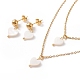 Synthetic Shell Heart Pendant Double Layer Necklaces and Dangle Stud Earrings(SJEW-F217-05B-G)-2
