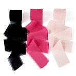 3 Rolls Polyester Raw Edges Ribbons, for Gift Decoration, Pink, 1-1/4~1-5/8 inch(33~40mm), about 5.47 Yards(5m)/Roll(SRIB-TAC0002-26C)