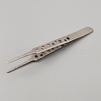 Stainless Steel Round Tip Tweezers, Hollow-out, Beading Supplies, Circuit Wafer Assembling Tools, Stainless Steel Color, 12.1x1x1.2cm(TOOL-WH0125-48)