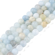 Natural Aquamarine Beads Strands, Frosted, Round, 6mm, Hole: 1mm, about 64pcs/strand, 15.55 inch(39.5cm)(G-E365-05A-6mm)