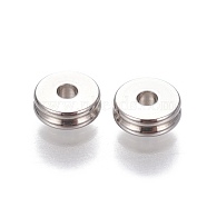 201 Stainless Steel Grooved Spacer Beads, Rondelle, Stainless Steel Color, 6x2mm, Hole: 1.6mm(X-STAS-P239-05P)