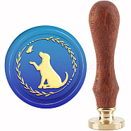 Brass Wax Seal Stamp with Handle, for DIY Scrapbooking, Dog Pattern, 89x30mm(AJEW-WH0184-1099)