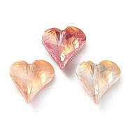 Electroplate Glass Rhinestone Cabochons, Point Back & Back Plated, Faceted, Heart, Mixed Color, 13x12x5mm(RGLA-M016-E01-AM)
