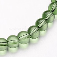 Glass Round Bead Strands, Light Green, 4mm, Hole: 1mm, about 75~80pcs/strand, 11 inch(GLAA-I028-4mm-10)