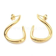 304 Stainless Steel Twist Stud Earrings, Real 14K Gold Plated, 23x3.5mm(EJEW-B023-14G)