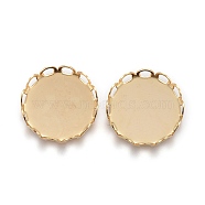 304 Stainless Steel Cabochon Settings, Lace Edge Bezel Cups, Flat Round, Golden, Tray:12mm, 13x3mm(STAS-P249-16A-G)