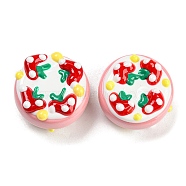 Acrylic with Enamel Beads, Cake with Strawberry, Colorful, 21x13mm, Hole: 1.4mm(MACR-K354-08)