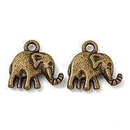 Tibetan Style Alloy Charms, Elephant, Cadmium Free & Nickel Free & Lead Free, Antique Bronze, 13x13x3mm, Hole: 1.6mm, about 825pcs/1000g(TIBEP-S319-074AB-NR)