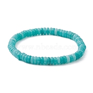 Dyed Natural White Jade Disc Beaded Stretch Bracelets, Inner Diameter: 2-3/8 inch(6cm)(BJEW-JB09515-02)
