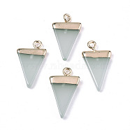 Electroplate Resin Pendants, Imitation Green Aventurine, with Top Light Gold Plated and Iron Loops, Triangle, Aqua, 22.5x13x3mm, Hole: 1.8mm(RESI-S383-033C-04)