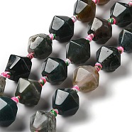 Natural Agate Beads Strands, Dyed & Heated, Faceted, Bicone, Black, 14~15x16~16.5x13.5~15mm, Hole: 2.5mm, about 19pcs/strand, 15.55''(39.5cm)(G-K334-03A)