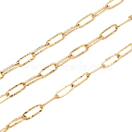 304 Stainless Steel Textured Paperclip Chains, Drawn Elongated Cable Chains, Soldered, with Spool, Golden, 9.7x3.5x0.7mm, about 32.8 Feet(10m)/roll(CHS-I009-01G)