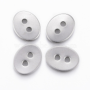2-Hole 201 Stainless Steel Sewing Buttons, Flat Oval, for Bracelet Making, Stainless Steel Color, 13.5x10.5x1mm, Hole: 2mm(STAS-K154-55P)