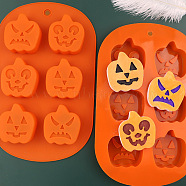 Halloween Theme Pumpkin Cake Decoration Food Grade Silicone Molds, Fondant Molds, for Chocolate, Candy, UV Resin & Epoxy Resin Craft Making, Dark Orange, 273x173x24mm, Inner Diameter: 62x57mm(DIY-E067-03)