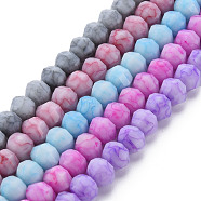 Opaque Baking Painted Crackle Glass Beads Strands, Faceted, Rondelle, Mixed Color, 8x6.5mm, Hole: 1.2mm, about 50pcs/strand, 12.8 inches(32.5cm)(EGLA-S174-20)