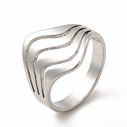 304 Stainless Steel Wave Adjustable Ring for Women, Stainless Steel Color, US Size 6 1/4(16.7mm)(RJEW-B027-05P)