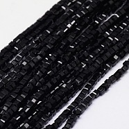 Glass Beads Strands, Faceted, Cube, Black, 2x2x2mm, Hole: 1mm, about 198pcs/strand, 16.3 inch(EGLA-J028-2x2mm-02)