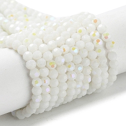 Opaque Glass Beads Strands, Faceted, Round, White, 3mm, Hole: 0.8mm, about 163~166pcs/strand, 50~51cm(EGLA-A035-P3mm-L01)