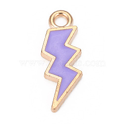 Alloy Enamel Pendants, Lightning, Light Gold, Lilac, 20.5x7.5x1.5mm, Hole: 2mm(ENAM-TAC0001-22A)