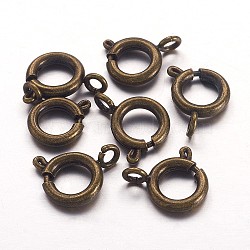 Brass Spring Ring Clasps, Great for Jewelry Making, Antique Bronze, 9mm, Hole: 1.5mm(X-KK-H418-AB)