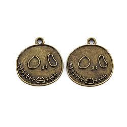 Tibetan Style Alloy Pendant Enamel Settings, Cadmium Free & Lead Free, Halloween, Ghost, Antique Golden, 22.5x20x1mm, Hole: 1.8mm(PALLOY-N160-55AG)