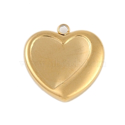 Ion Plating(IP) 304 Stainless Steel Pendants, Heart Charm, Real 18K Gold Plated, 15.5x15.5x2.5mm, Hole: 1.5mm(STAS-U019-14G)