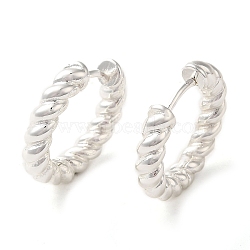 Brass Twisted Rope Hinged Hoop Earrings for Women, Cadmium Free & Nickel Free & Lead Free, 925 Sterling Silver Plated, 17x3mm, Pin: 0.8mm(EJEW-P196-25S)