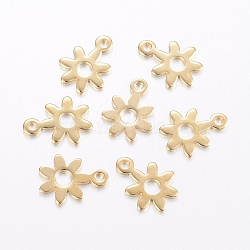 304 Stainless Steel Charms, Flower, Golden, 10.5x8x0.8mm, Hole: 1.2mm(X-STAS-H443-12G)