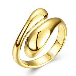 Настоящие 18k позолоченные регулируемые кольца из латуни для женщин, Размер 7, 17.3 мм(RJEW-BB07574-A)