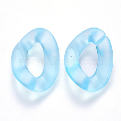 Transparent Acrylic Linking Rings, Quick Link Connectors, for Curb Chains Making, Frosted, Twist, Light Sky Blue, 30x21x6mm, Inner Diameter: 16x8mm(OACR-S036-001B-K04)