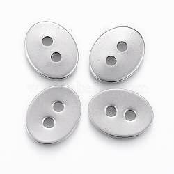 2-Hole 201 Stainless Steel Sewing Buttons, Flat Oval, for Bracelet Making, Stainless Steel Color, 13.5x10.5x1mm, Hole: 2mm(STAS-K154-55P)