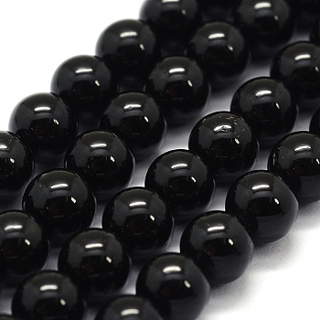 Natural Black Tourmaline Beads Strands, Grade A, Round, 4mm, Hole: 0.6mm, about 91pcs/strand, 15.7 inch(40cm)