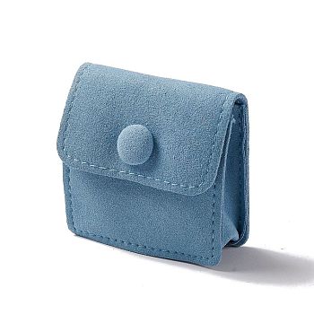 Rectangle Velvet Pouches, with Iron Clasp, Jewelry Storage Bags, for Rings & Necklaces & Bracelet Holders, Cornflower Blue, 6.2x6x1.1cm