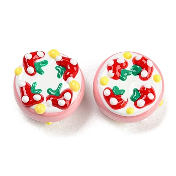 Acrylic with Enamel Beads, Cake with Strawberry, Colorful, 21x13mm, Hole: 1.4mm