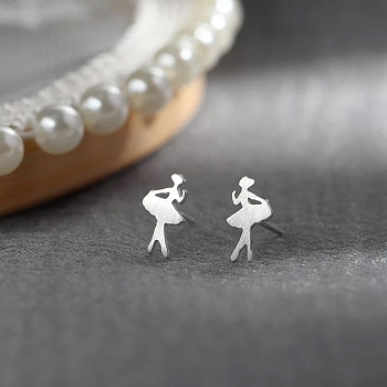 Alloy Earrings for Women, with 925 Sterling Silver Pin, Human, 10mm