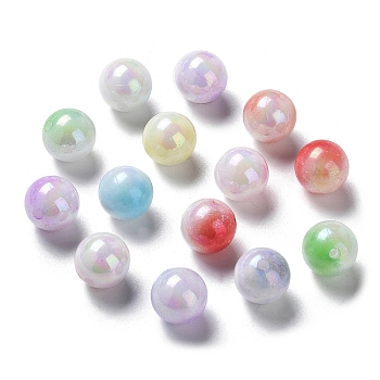 Two Tone Opaque Acrylic Beads, Round, Mixed Color, 10mm, Hole: 1.8mm, about 1020pcs/500g